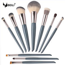 BEILI 10pcs Makeup Brushes Set Shiny Blue Handle Synthetic Professional brush Foundation Powder Eyeshadow Eyebrow make up brush 2024 - buy cheap