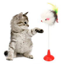 Brinquedo interativo para gatos, engraçado com ventosa de plumas para gatos, materiais para animais de estimação 2024 - compre barato