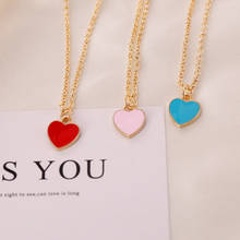 2020 Simple Harajuku Sweet Cute Love Heart Enamel Pendant Necklace Korean New Fashion Gold Chain Necklace for Women Girl Jewelry 2024 - buy cheap