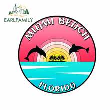 EARLFAMILY 13cm x 12.9cm for Miami Beach Florida Dolphins Decal Funny Car Stickers Fashion Vinyl Wrap Anime Car Accessories 2024 - buy cheap