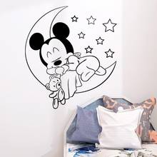 Disney Mickey Mouse Moon Stars Vinyl Wall Decal Good Sleeping Wall Sticker kids Baby Room Decor Nursery Bedroom Wall Mural 2024 - buy cheap