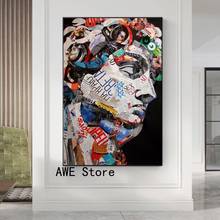 Colorful graffiti David Sculpture Canvas Paintings On The Wall Posters And Prints Collage Wall Art Canvas Pictures Decor Cuadros 2024 - buy cheap