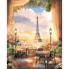 Dusk Tower Oil Painting By Number Pictures Landscape On Canvas Frame Diy Kit For Adults HandPainted Drawing Coloring By Number 2024 - buy cheap