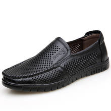 Novos Homens Verão Sandálias de Couro Macio Fundo Oco Sapatos de Couro Casual Sapatos De Couro Mens Sandálias Zapatos De Hombre 2024 - compre barato