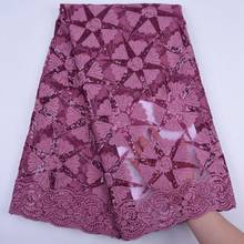 Onion Milk Silk Lace High Quality French Mesh Lace Fabric For Wedding Sewing African Nigerian Net Lace Fabric With Sequins S1733 2024 - buy cheap