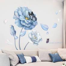 86*126cm Blue Flower Wall Sticker 3D Self Adhesive Wallpaper for wall tiles VSCO Girl Teenager Room Decor Aesthetic Poster Art 2024 - buy cheap