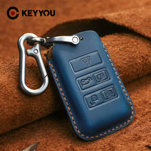KEYYOU For Land Rover Range Rover Evoque Discovery Sport For Jaguar E-Pace Leather Car Key Case Cover 2018 2019 2020 5 Buttons 2024 - buy cheap
