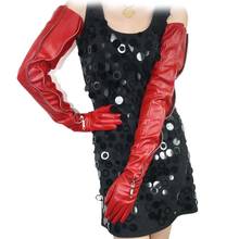 70cm(27.6") long mid invisible style real sheep leather evening long opera gloves in red 2024 - buy cheap