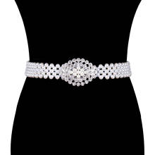 Hi-Tie-Fashion-Cinturón de perlas para mujer, hebilla elástica, cinturón de cadena de perlas, vestido de mujer, correa de cristal, cinturón elástico de perlas 2024 - compra barato