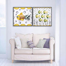 Pintura en lienzo de piña, limón y pescado para pared, póster con impresiones de animales, imagen colorida, decoración del hogar para dormitorio y sala de estar 2024 - compra barato