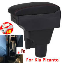 Подлокотник для Kia Picanto, центральный контейнер для хранения с подстаканником и пепельницей, зарядка через USB, Русская версия 2024 - купить недорого