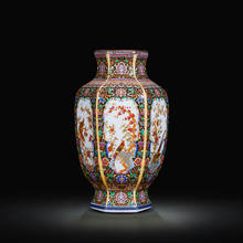Jingdezhen porcelain enamel six square antique vase Chinese style home living room TV cabinet porch decoration 2024 - buy cheap