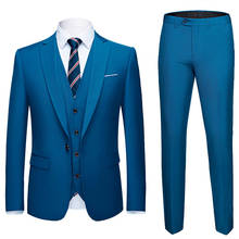 High Quality Men's Suit Groom Wedding Suit Tuxedo Best Men's Slim Business Groom Suit 3-piece (Jacket + Vest + Pants) Asian Size 2024 - buy cheap