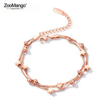 ZooMango Fashion Stainless Steel Star Ball Chain Link Bracelets For Women Rose Gold Color Double Layer Bracelet Jewelry ZB17099 2024 - buy cheap