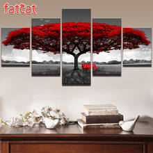 FATCAT Diy Diamond Painting 5 Pieces Red Tree Art Scenery Landscape full Square Round Drill Diamond Embroidery Sale Art AE819 2024 - buy cheap