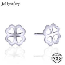 Jellystory Trendy 925 Silver Stud Earrings for Women Fine Jewellery Four Leaf Clover shaped Earring Popular Weddings Party Gifts 2024 - buy cheap