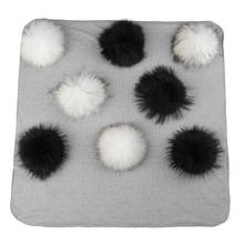 Baby Kids Warm Cotton Swaddling Blanket Travel Solid Color Newborn Sleeping Blanket Bedding Swaddles Wrap with 8 Real Fur Pompom 2024 - buy cheap