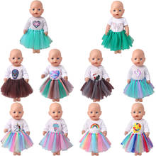 43 Cm Boy American Dolls Dress 2Pcs Cartoon Unicorn Rainbow Lion Yarn Skirt Born Baby Toys Accessories 18 Inch Girls Doll f830 2024 - buy cheap