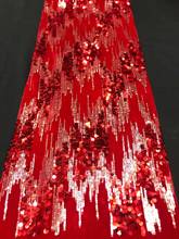 2019 New Design Velvet With Red Sequins African French Velvet Lace Fabric High Quality Nigerian Velvet Lace Fabric For Garment 2024 - buy cheap