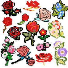 Embroidery Red Flower Patch Applique Rose Iron on Patches for Clothing Badges Fabric Stickers on Clothes Transfer Sew on Jacket 2024 - buy cheap