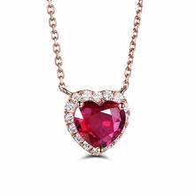 Fashion Little heart red crystal ruby gemstones pendant necklaces for women zircon diamonds rose gold tone choker chain jewelry 2024 - buy cheap