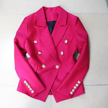 Rose Red Blazer Jacket Women Spring 2021 New Female Coat Double Breasted Gold Button Classic Designer Blazers Femme High Quality 2024 - buy cheap