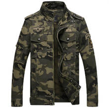 Jaqueta militar de camuflagem masculina, casaco bordado de algodão casual, blusão corta-vento, jaqueta bomber piloto militar, roupa masculina 2024 - compre barato