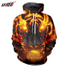 UJWI Hoodies Male Long Loose 3D Hoody Print Flame Tiger Eyes Animal Plus Size 5XL Garment Homme Autumn Hoodies Sweatshirts 2024 - buy cheap