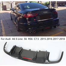 For Audi A6 S Line S6 RS6 C7.5 2015 2016 2017 2018 Real Carbon Fiber Rear Diffuser Lip Spoiler High Quality Bumper Accessories 2024 - buy cheap