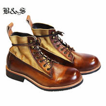 Black& Street vintage sewing line high top big toe genuine leather american casual wear Boots 8153 2024 - buy cheap