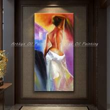 Arte abstrata de lona artirx, pintada à mão, moderna, figura de mulher discreta, pinturas a óleo, quadros para parede, sala de estar, decoração de casa 2024 - compre barato