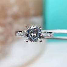 Anel de moissanite branca 9k, joia diamante de ouro 1ct 2ct 3ct, 4 garras, luxo, anel de aniversário de noivado 2024 - compre barato