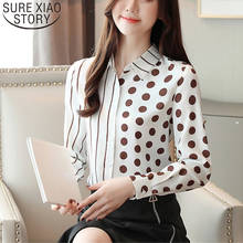 2022 Elegant Long Sleeve Polka Dot Office Ladies' Shirt Women Fashion Spring Chiffon Blouse Button Striped Korean Tops 7185 2024 - buy cheap