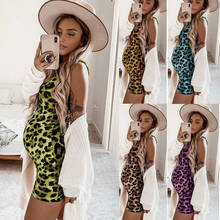 Womens Pregnants Leopard Vest Dress O-neck Sleeveless Nursing Maternity Dresses For Photo Shoot Bodycon Pregnancy Dress Vestidos 2024 - buy cheap