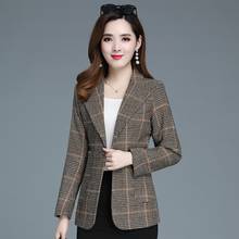 5XL New Autumn Winter Women's Blazers Plaid Business Formal Jackets Vintage Fashionable Office Lady Checkered Wild Work Tops 2024 - buy cheap