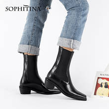 SOPHITINA New Casual Women's Shoes Genuine Leather Handmade Boots Chelsea Slip-On Square Toe Mid Heel Ladies Ankle Boots C877 2024 - buy cheap