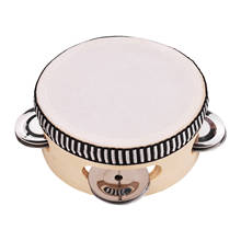 4 Inch Wooden Hand Tambourine with Metal Single Row Jingles Tambourines Entertainment Musical Timbrel for Singing Party 2024 - buy cheap