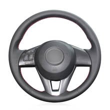 Hand-stitched Black Artificial Leather Anti-slip Soft Car Steering Wheel Cover for Mazda 3 Axela Mazda 6 Atenza Mazda 2 CX-3 CX 2024 - buy cheap