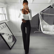 Women Solid High Waist Flare Wide Leg Chic Trousers Bell Bottom Pants Women Straight OL Pants 2024 - buy cheap