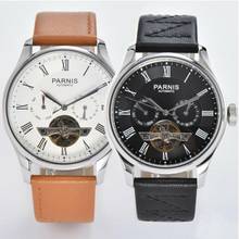 Parnis Мужские часы-скелетоны 42,6 мм, автоматический серебристый чехол, дисплей недели, турбийон, механические мужские часы, подарок, мужские часы 2024 - купить недорого