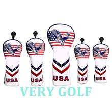 Golf Club Head Cover PU Leather with USA Stars & Strips and Eagle Embroidery Headcover For Driver Fairway Wood Hybrid 2024 - buy cheap