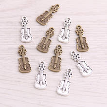SWEET BELL  60PCS 9*22mm New Product Two Color Flower Violin Charms Music Pendant Jewelry Metal Alloy Jewelry Marking 2024 - compre barato