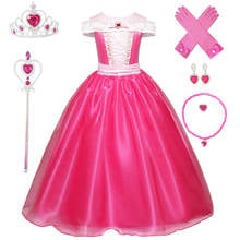 3-10ys menina aurora princesa traje crianças dormindo beleza cosplay vestido de halloween vestido de natal crianças festa de aniversário vestido 2024 - compre barato