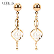 UDDEIN Statement Golden Vintage Charm Earrings Accessories Fashion Metal Simulated Pearl Earrings For Women Party Jewelry 2024 - buy cheap
