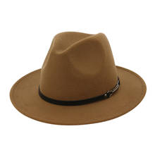 Винтажная шерстяная шляпа-федора с широкими полями и пряжкой на ремне для мужчин и женщин, элегантные шапки для джентльмена в Стиле Джаз # YL5 2024 - купить недорого