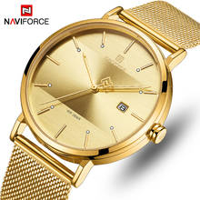 Naviforce relógio masculino e feminino, relógio de pulso impermeável de aço inoxidável quartzo com data para homens e mulheres 2024 - compre barato