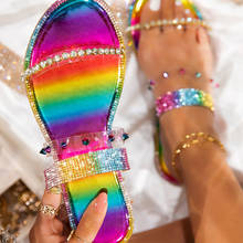 Zapatillas con remaches de cristal de arcoíris para mujer, zapatos planos transparentes de piel de serpiente, zapatos de playa informales de varios colores, talla grande, 2021 2024 - compra barato