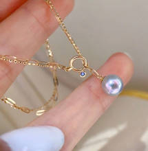 MADALENA SARARA-pulsera de perlas de agua salada para mujer, de oro de 18k, de 7 a 8mm, hecha a mano, con perlas grises naturales, de alta calidad 2024 - compra barato