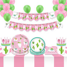 Mantel de fiesta de Llama de Cactus para niños, vajilla desechable de papel de Alpaca y serpiente, suministros de decoración para fiesta de cumpleaños y Baby Shower 2024 - compra barato