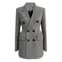 High Quality Woolen Jackets Women 2021 New Suit Collar Slim Houndstooth Wool Mid-length Coats Winter Wool Blends Jacket Spring 2024 - buy cheap